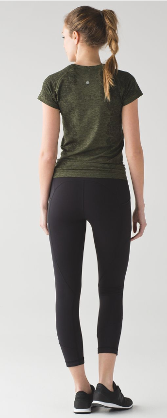 Lululemon Swiftly Tech Short Sleeve Crew Black/Brave Olive Sz 10 Brand New