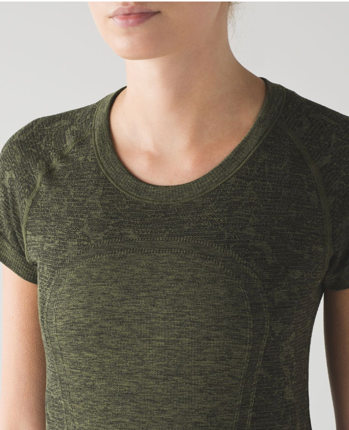 Lululemon Swiftly Tech Short Sleeve Crew Black/Brave Olive Sz 10 Brand New