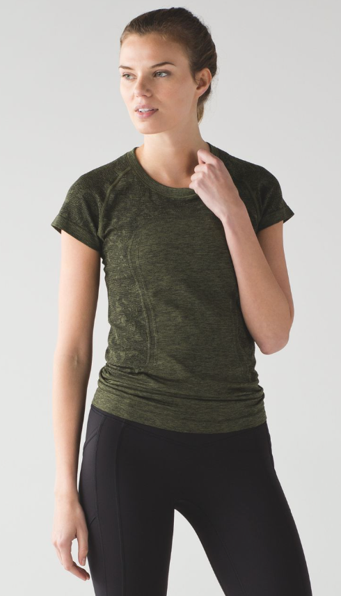 Lululemon Swiftly Tech Short Sleeve Crew Black/Brave Olive Sz 10 Brand New