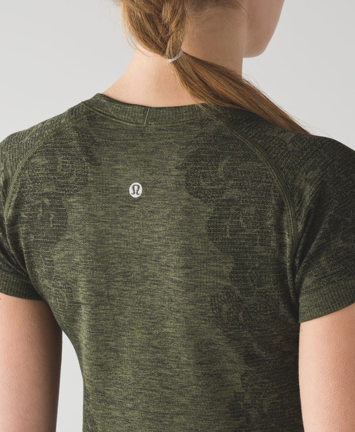 Lululemon Swiftly Tech Short Sleeve Crew Black/Brave Olive Sz 10 Brand New