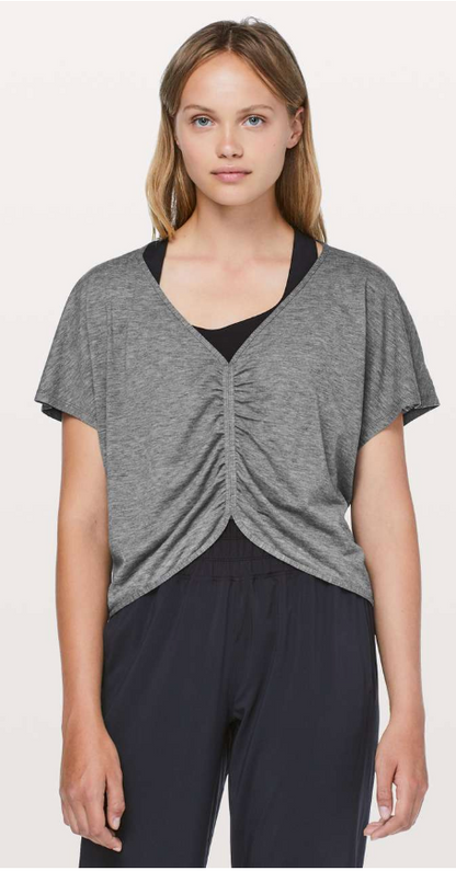 Lululemon Cruise The Circuits Short Sleeve Heathered Black Sz 10 Brand New