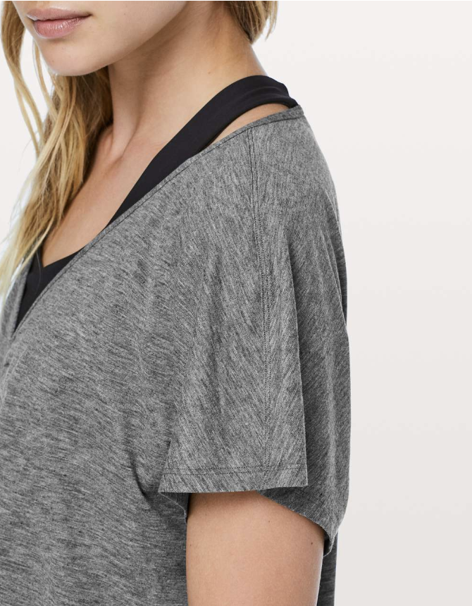 Lululemon Cruise The Circuits Short Sleeve Heathered Black Sz 10 Brand New
