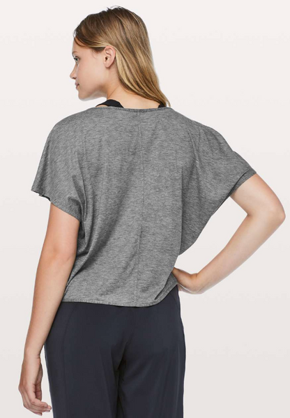 Lululemon Cruise The Circuits Short Sleeve Heathered Black Sz 10 Brand New