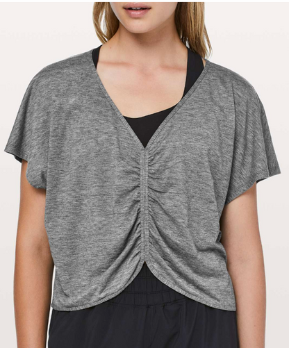 Lululemon Cruise The Circuits Short Sleeve Heathered Black Sz 10 Brand New