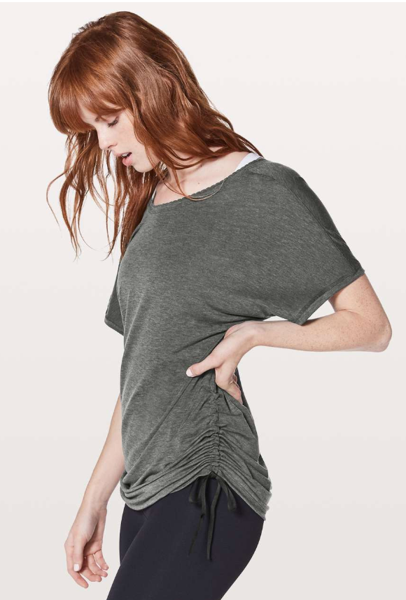 Lululemon Tied To It Tee Heathered Black Sz 12
