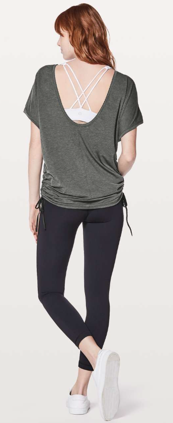 Lululemon Tied To It Tee Heathered Black Sz 12