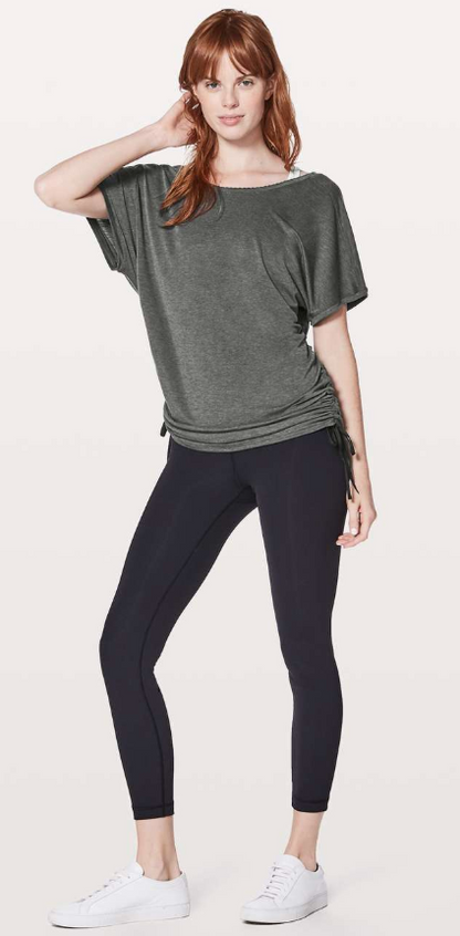 Lululemon Tied To It Tee Heathered Black Sz 12