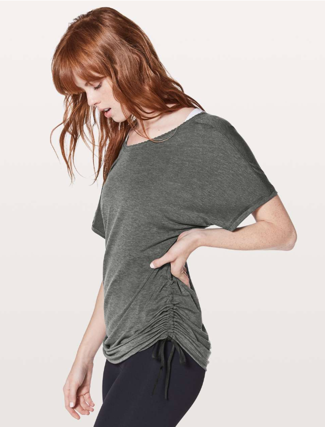 Lululemon Tied To It Tee Heathered Black Sz 12