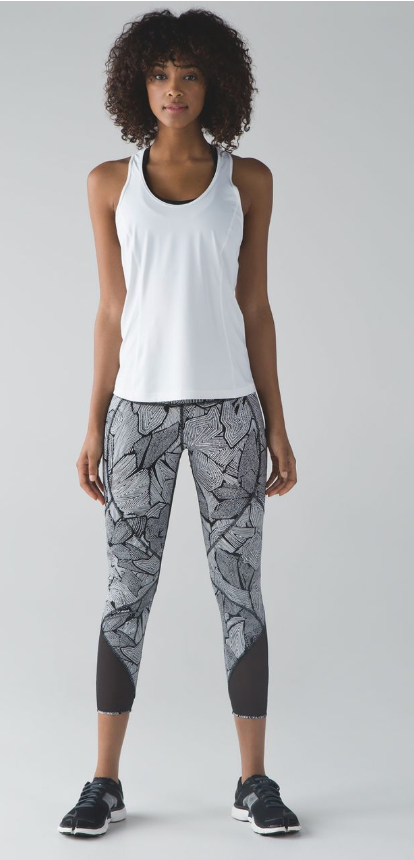 Lululemon Goal Crusher Tight 7/8 25" Inseam Dottie Tribe White Black/Black Sz 4