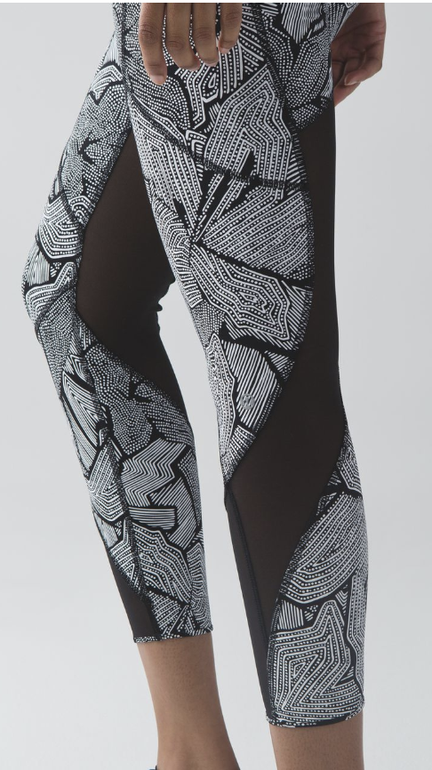 Lululemon Goal Crusher Tight 7/8 25" Inseam Dottie Tribe White Black/Black Sz 4