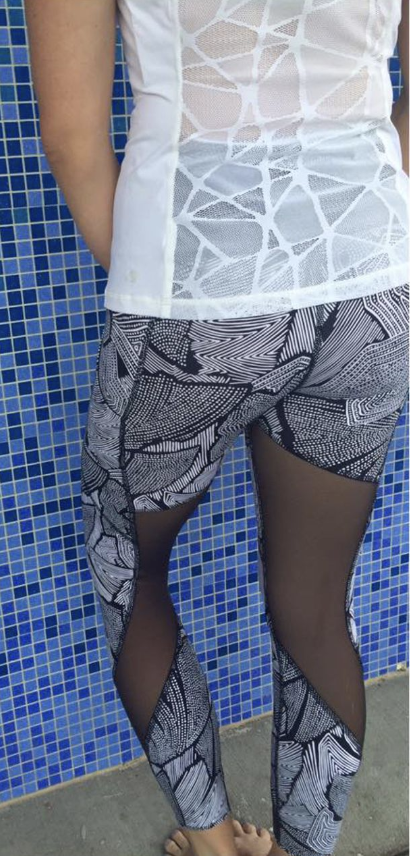 Lululemon Goal Crusher Tight 7/8 25" Inseam Dottie Tribe White Black/Black Sz 4