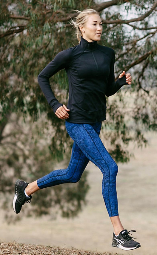 Lululemon Like Nothing Tight 7/8 25" Inseam Antique Paisley Sapphire Blue Black Sz 10 Brand New
