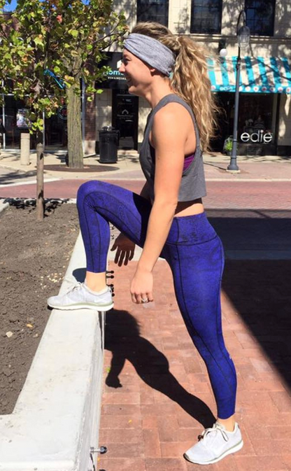Lululemon Like Nothing Tight 7/8 25" Inseam Antique Paisley Sapphire Blue Black Sz 10 Brand New