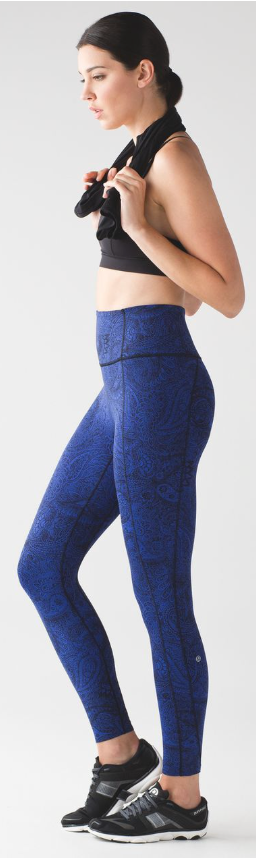 Lululemon Like Nothing Tight 7/8 25" Inseam Antique Paisley Sapphire Blue Black Sz 10 Brand New