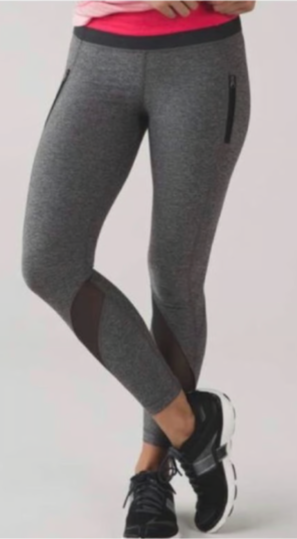 Lululemon Inspire Tight II Heathered Black/Boom Juice/Deep Coal Sz 10 Brand New