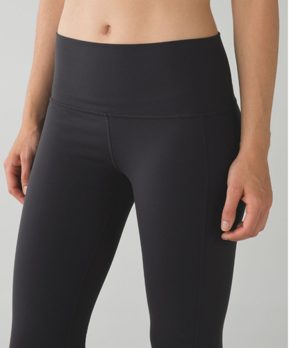 Lululemon Skinny Groove Pant II HR Roll Down Option 33" Inseam Deep Coal Sz 10