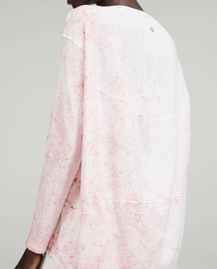 Lululemon Back in Action Long Sleeve Shirt Vitasea Cirrus Wash White Pink Peony Brier Rose Sz 10 Brand New