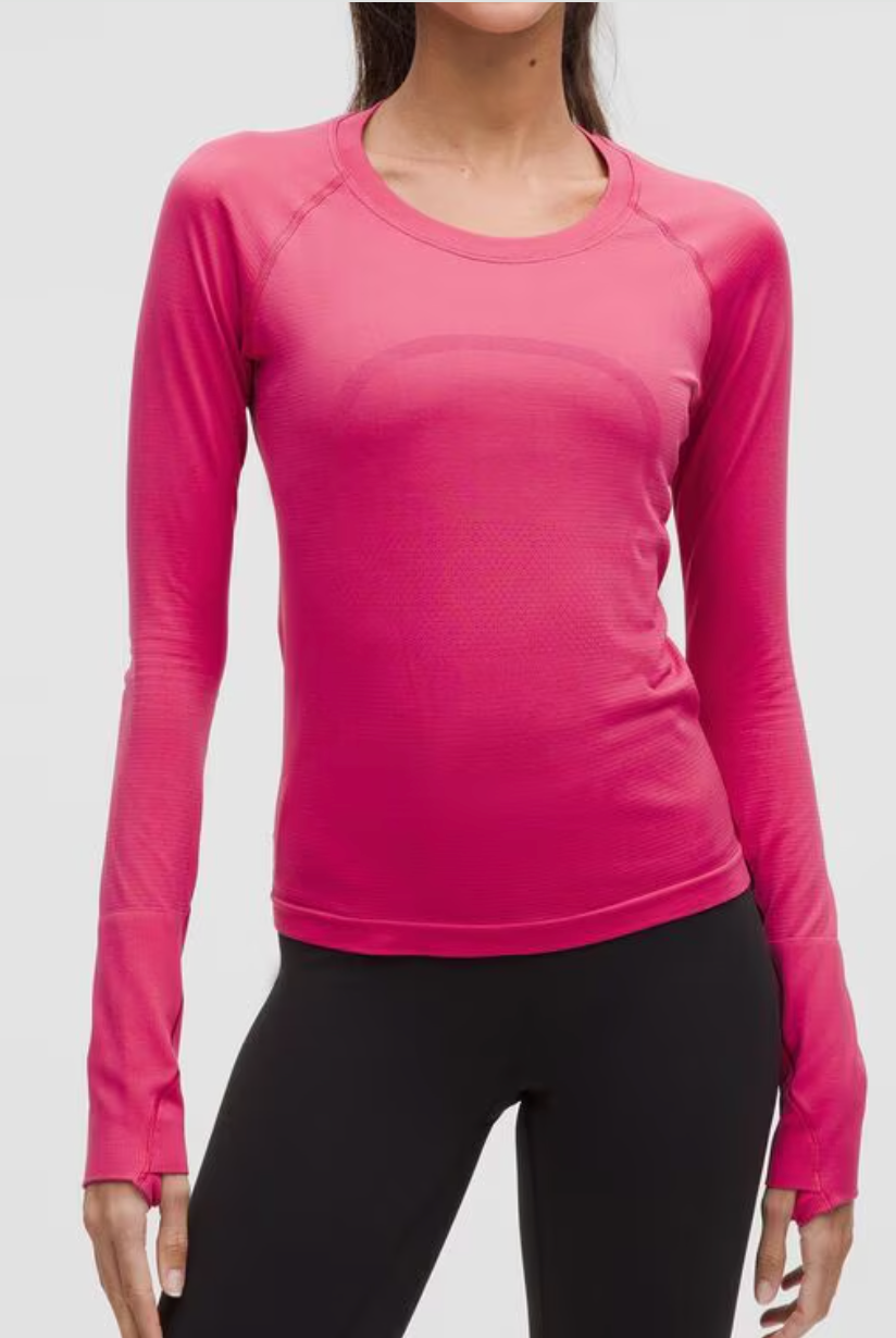 Lululemon Swiftly Tech Long-Sleeve Shirt 2.0 Waist Length Raspberry Coulis Brand New