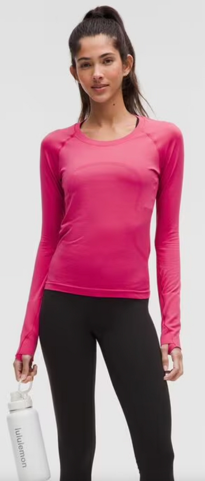 Lululemon Swiftly Tech Long-Sleeve Shirt 2.0 Waist Length Raspberry Coulis Brand New