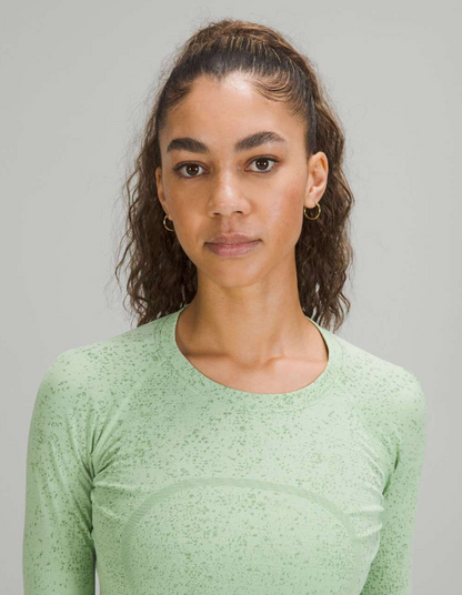 Lululemon Swiftly Tech Long Sleeve Shirt 2.0 Race Length Distorted Noise Creamy Mint/Cedar Green Brand New