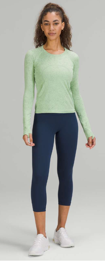 Lululemon Swiftly Tech Long Sleeve Shirt 2.0 Race Length Distorted Noise Creamy Mint/Cedar Green Brand New