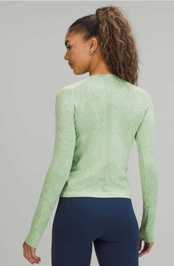Lululemon Swiftly Tech Long Sleeve Shirt 2.0 Race Length Distorted Noise Creamy Mint/Cedar Green Brand New