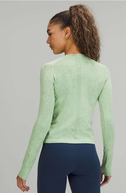 Lululemon Swiftly Tech Long Sleeve Shirt 2.0 Race Length Distorted Noise Creamy Mint/Cedar Green Brand New