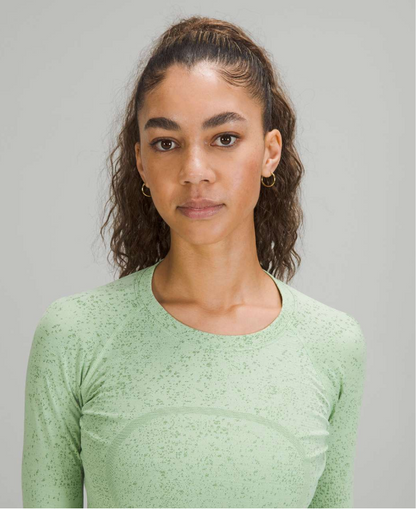 Lululemon Swiftly Tech Long Sleeve Shirt 2.0 Race Length Distorted Noise Creamy Mint/Cedar Green Brand New