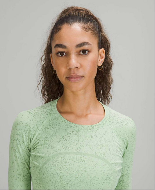 Lululemon Swiftly Tech Long Sleeve Shirt 2.0 Race Length Distorted Noise Creamy Mint/Cedar Green Brand New