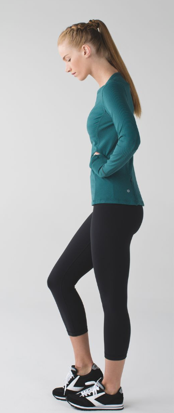 Lululemon Kanto Catch Me Long Sleeve Mini Pop Stripe Dark Fuel Forage Teal Sz 10
