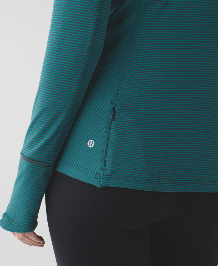 Lululemon Kanto Catch Me Long Sleeve Mini Pop Stripe Dark Fuel Forage Teal Sz 10