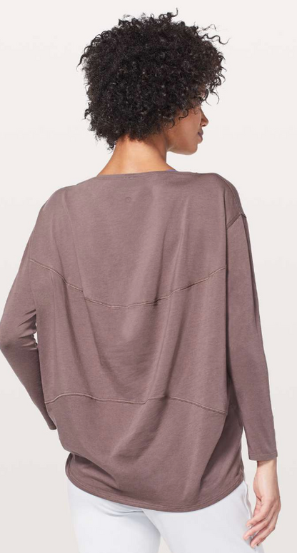Lululemon Back In Action Long Sleeve Antique Bark Sz 10