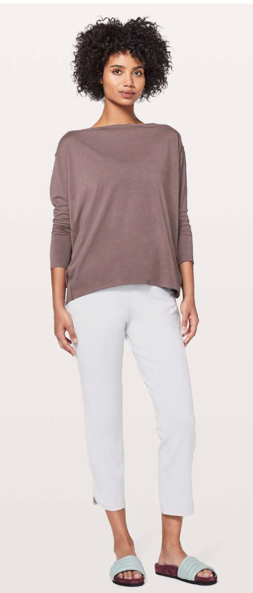 Lululemon Back In Action Long Sleeve Antique Bark Sz 10