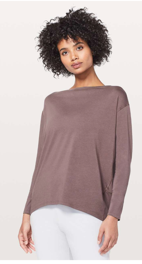 Lululemon Back In Action Long Sleeve Antique Bark Sz 10
