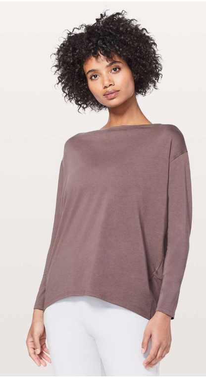 Lululemon Back In Action Long Sleeve Antique Bark Sz 10