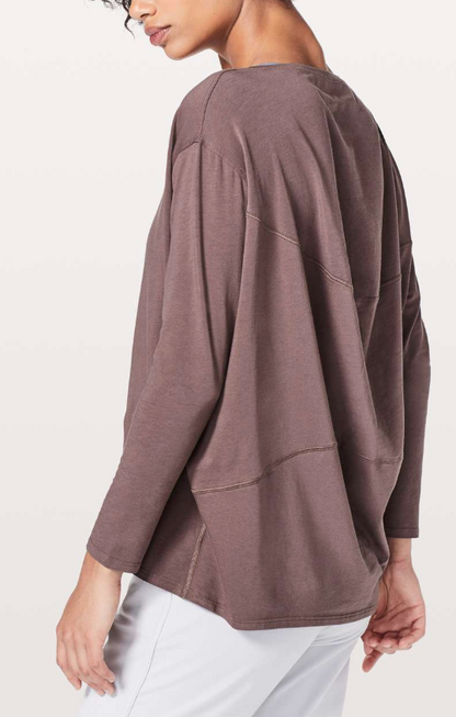 Lululemon Back In Action Long Sleeve Antique Bark Sz 10