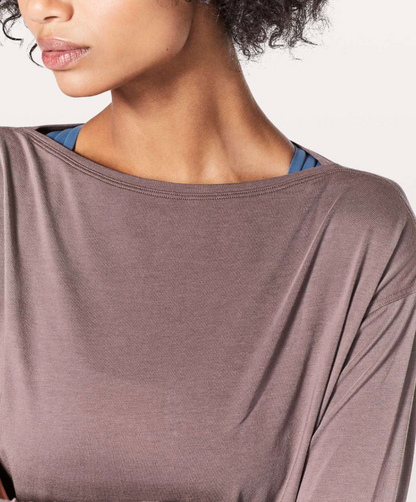 Lululemon Back In Action Long Sleeve Antique Bark Sz 10