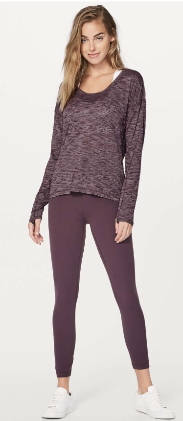 Lululemon Meant To Move Long Sleeve Heathered Black Cherry Sz 10