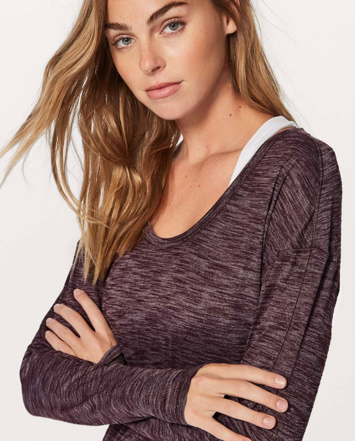 Lululemon Meant To Move Long Sleeve Heathered Black Cherry Sz 10