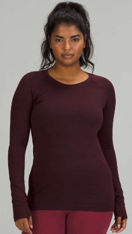Lululemon Swiftly Tech Long Sleeve Shirt 2.0 Yogo Pop Cassis/Black Sz 10 Brand New