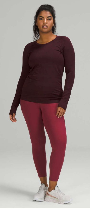 Lululemon Swiftly Tech Long Sleeve Shirt 2.0 Yogo Pop Cassis/Black Sz 10 Brand New