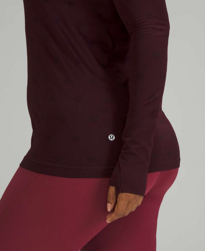 Lululemon Swiftly Tech Long Sleeve Shirt 2.0 Yogo Pop Cassis/Black Sz 10 Brand New