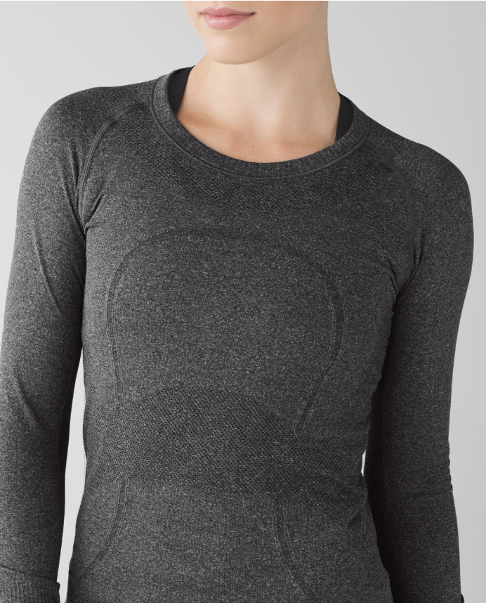 Lululemon Swiftly Tech Long Sleeve Crew Heathered Black Sz 10 Brand New