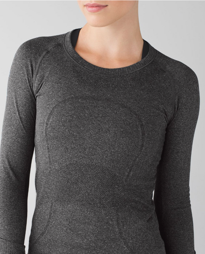 Lululemon Swiftly Tech Long Sleeve Crew Heathered Black Sz 10 Brand New