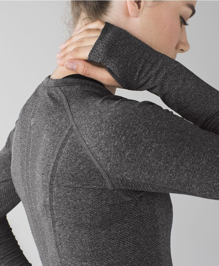 Lululemon Swiftly Tech Long Sleeve Crew Heathered Black Sz 10 Brand New