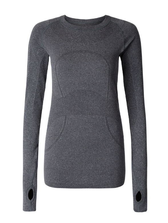 Lululemon Swiftly Tech Long Sleeve Crew Heathered Black Sz 10 Brand New