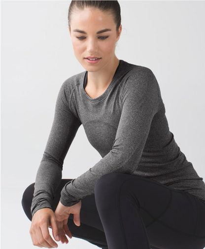 Lululemon Swiftly Tech Long Sleeve Crew Heathered Black Sz 10 Brand New