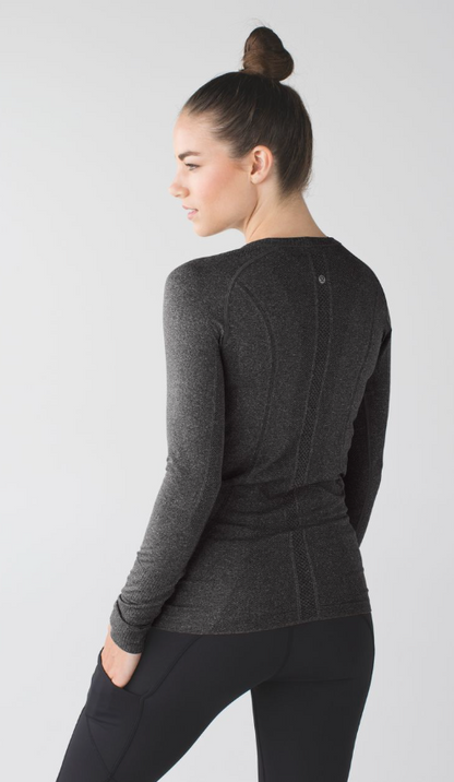 Lululemon Swiftly Tech Long Sleeve Crew Heathered Black Sz 10 Brand New