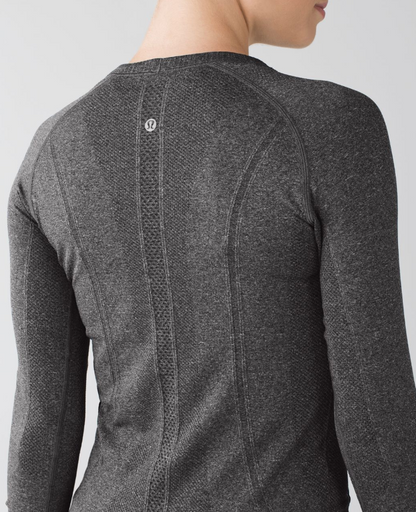 Lululemon Swiftly Tech Long Sleeve Crew Heathered Black Sz 10 Brand New