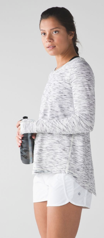 Lululemon Beat The Heat Long Sleeve Tiger Space Dye Black White Sz 10